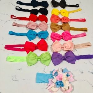 15 Baby Girl bow headbands bundle
